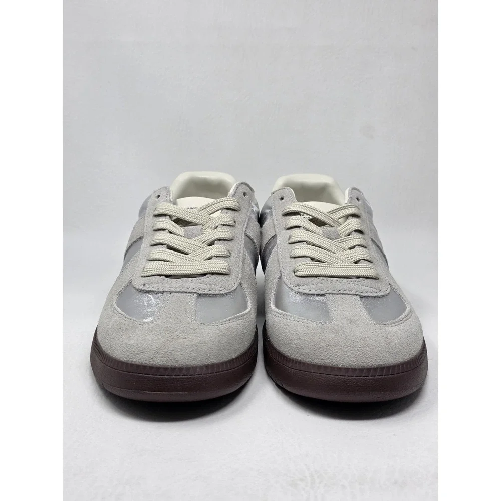 Steve Madden Mens Dixon Leather Lace-Up Casual Sneakers Silver Size 10 New